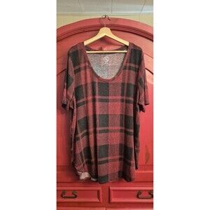 Maurice's Brand 24/7 Size 2X Super Soft Red Buffalo Plaid Top Shirt  Worn Once
